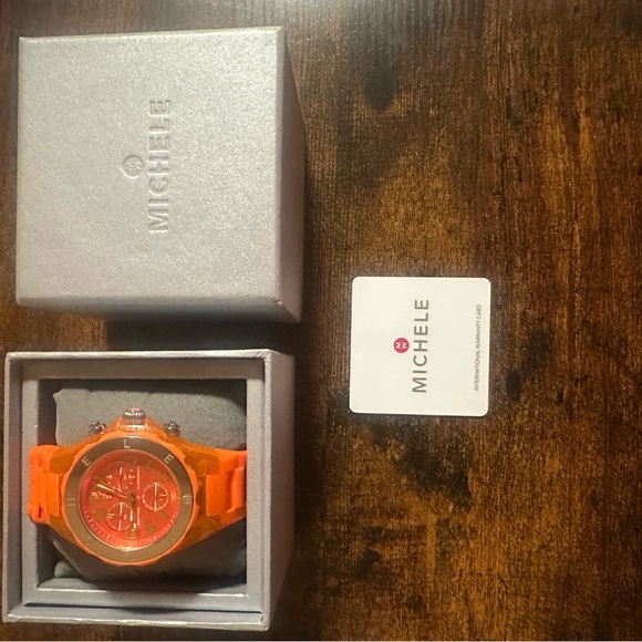 Michele Watch - NEW - orange silicone strap